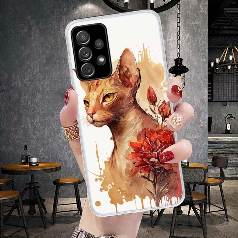 Lavaza Сфинкс Сфинкс Кот Чехол для Телефона Для Samsung Galaxy A13 A14 A15 A16 A17 A53 A54 A55 A56 A57 A33 A34 A35 A36 A37 A23 A24 A25 A
