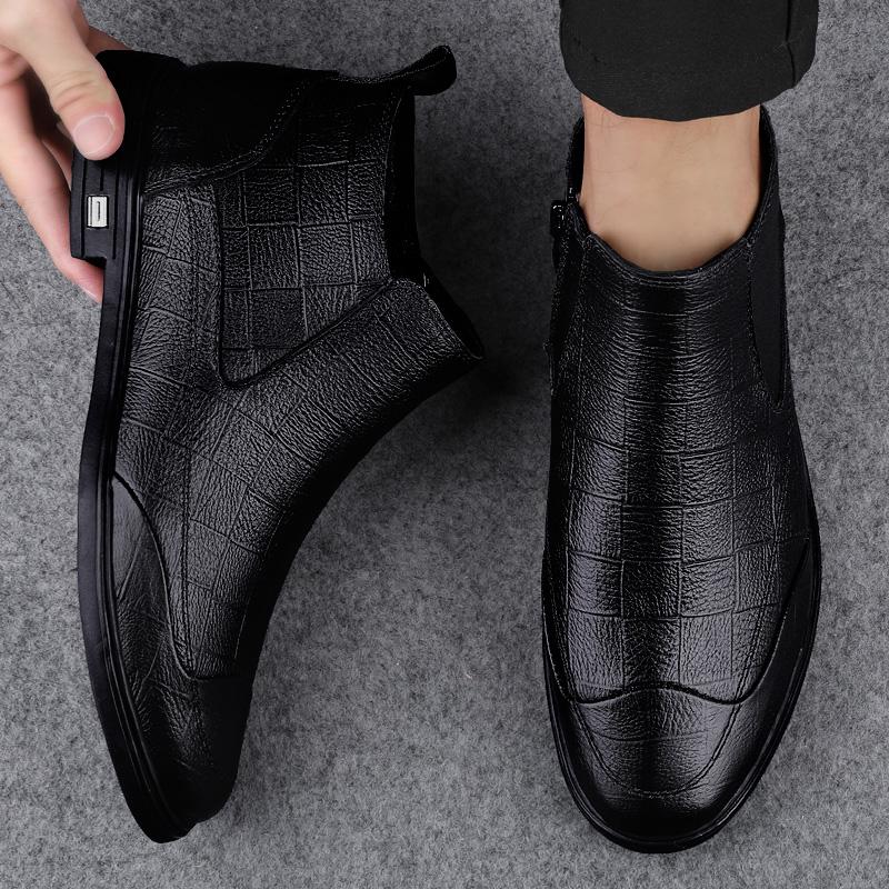 2024 Новые мужские формальные ботинки, роскошные брендовые деловые мужские туфли, высокие зимние ботинки, мужская обувь из крокодиловой кожи, нескользящие ботильоны