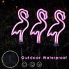 3pcs/Set Flamingo Neon Signs Light Solar Garden Decor Waterproof Stake Lawn Lamps Gift Courtyard Wedding Party Festival Decor