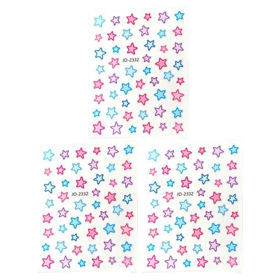 3 шт. маникюрные наклейки не выцветающие декоративные ПВХ изысканные красочные пятиконечные звезды дизайн ногтей накладки для девочек