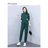 Women Fleece Thickened High Neck Contrast Color Casual Sports Two Piece Clothing Set