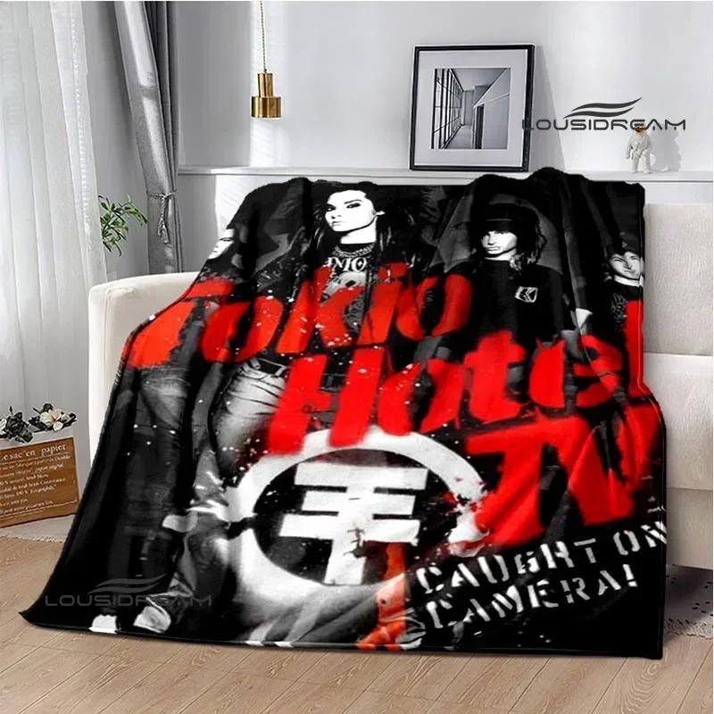 Плед с принтом рок-группы Tokio Hotel Плед для пикника Фланец Теплый плед Домашние и дорожные пледы Постельные принадлежности Подарок на день рождения