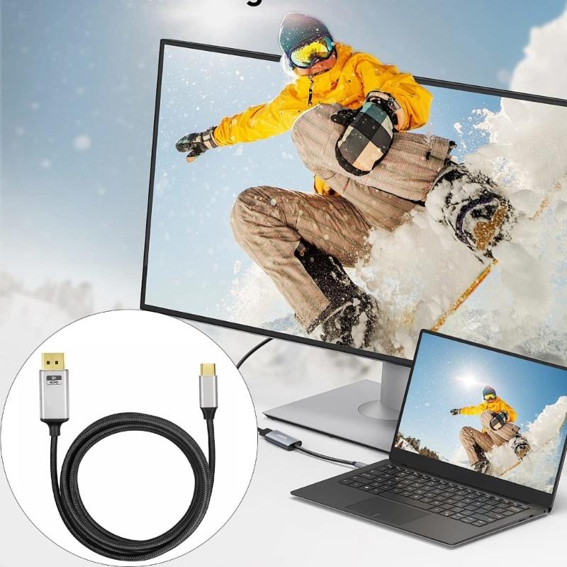 Кабель USB C к видео 8K60 Гц 4K144 Гц с глубиной цвета 12 бит для визуализации высокой четкости