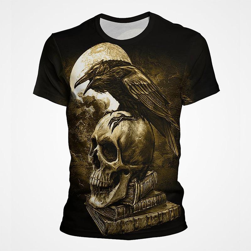 Футболка с принтом «Punk Crow» 3D, футболка «Dark Mighty Raven», мужская повседневная уличная одежда, женские футболки, повседневные топы с птицами и графикой больших размеров