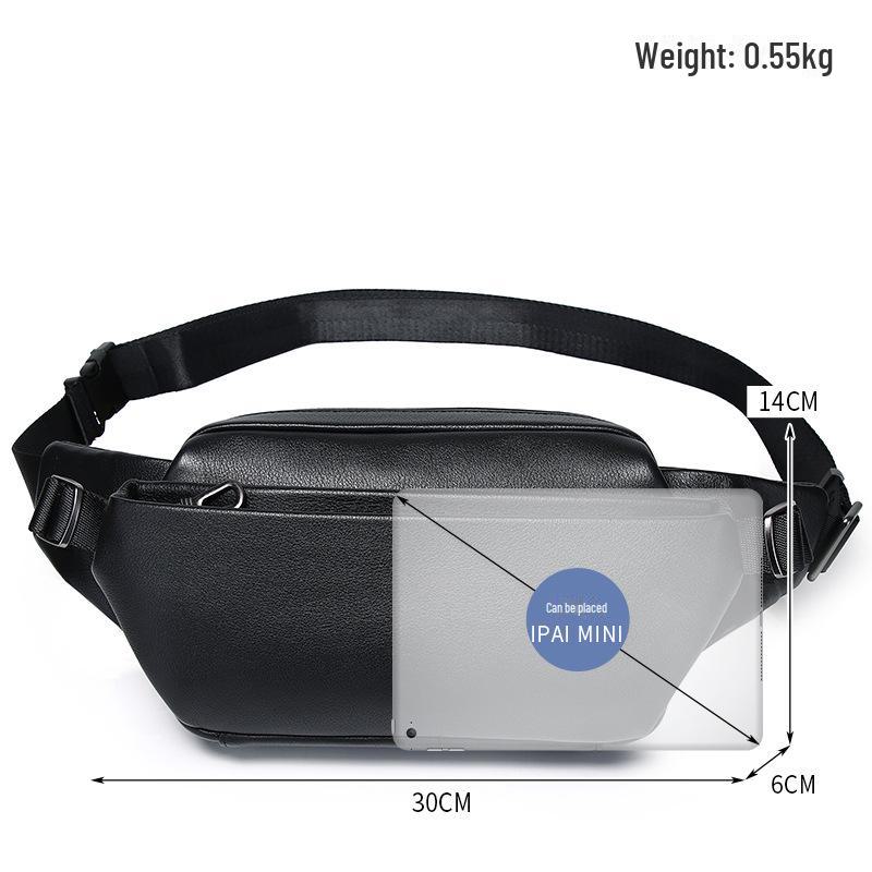 Мужская сумка на грудь и пояс из натуральной кожи большой вместимости