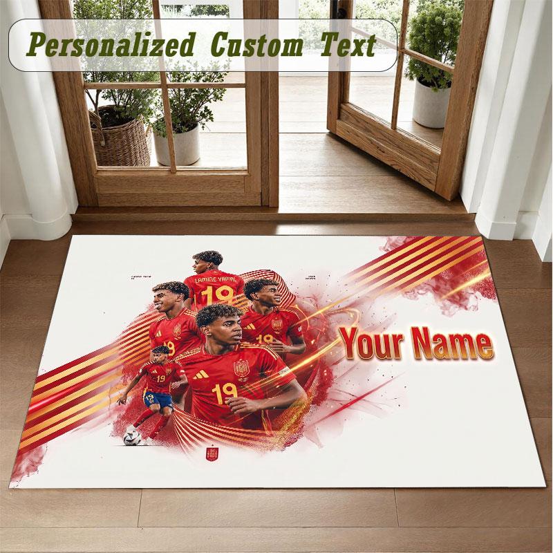 Crystal Velvet Square Rug Custom NameLamine Yamal Pattern Non Slip Home Floor Decor Rug