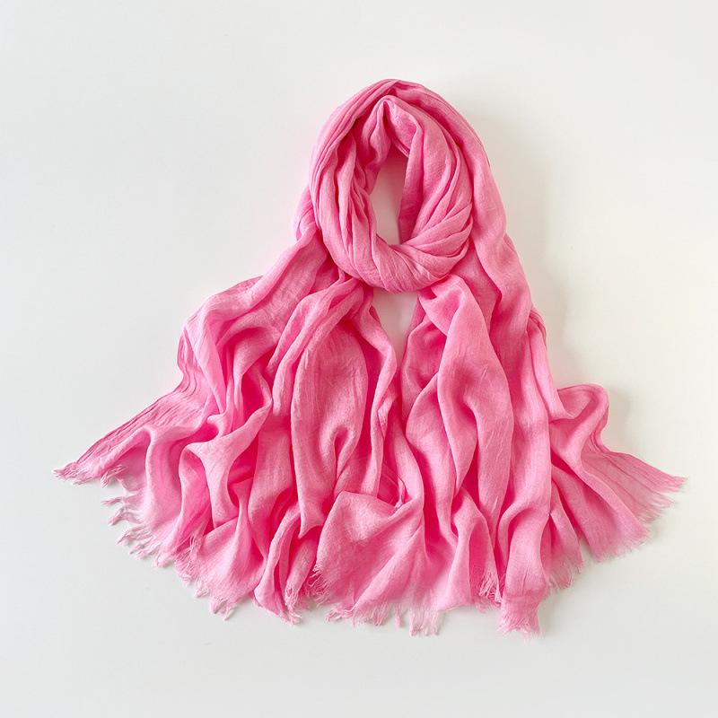 180 * 90 Cotton And Linen Scarf Sunscreen Folds Solid Color Human Cotton Silk Scarf Shawl Multi-Color Yarn Headscarf Women