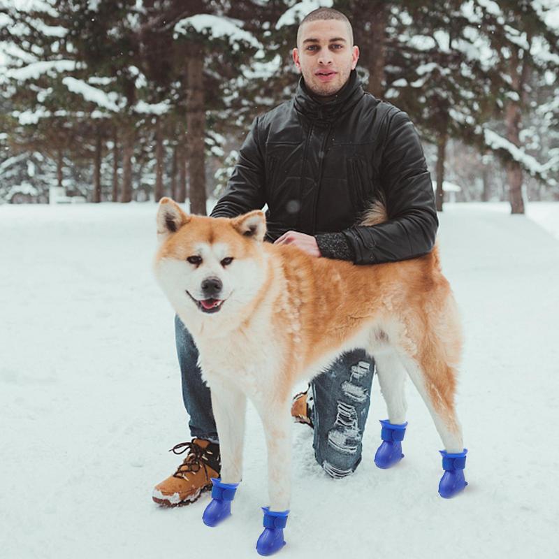 Зимние сапоги для собак, защита лап, противоскользящие сапоги для собак, зимняя обувь, регулируемые мягкие зимние сапоги для собак, 4 шт., обувь для щенков для маленьких