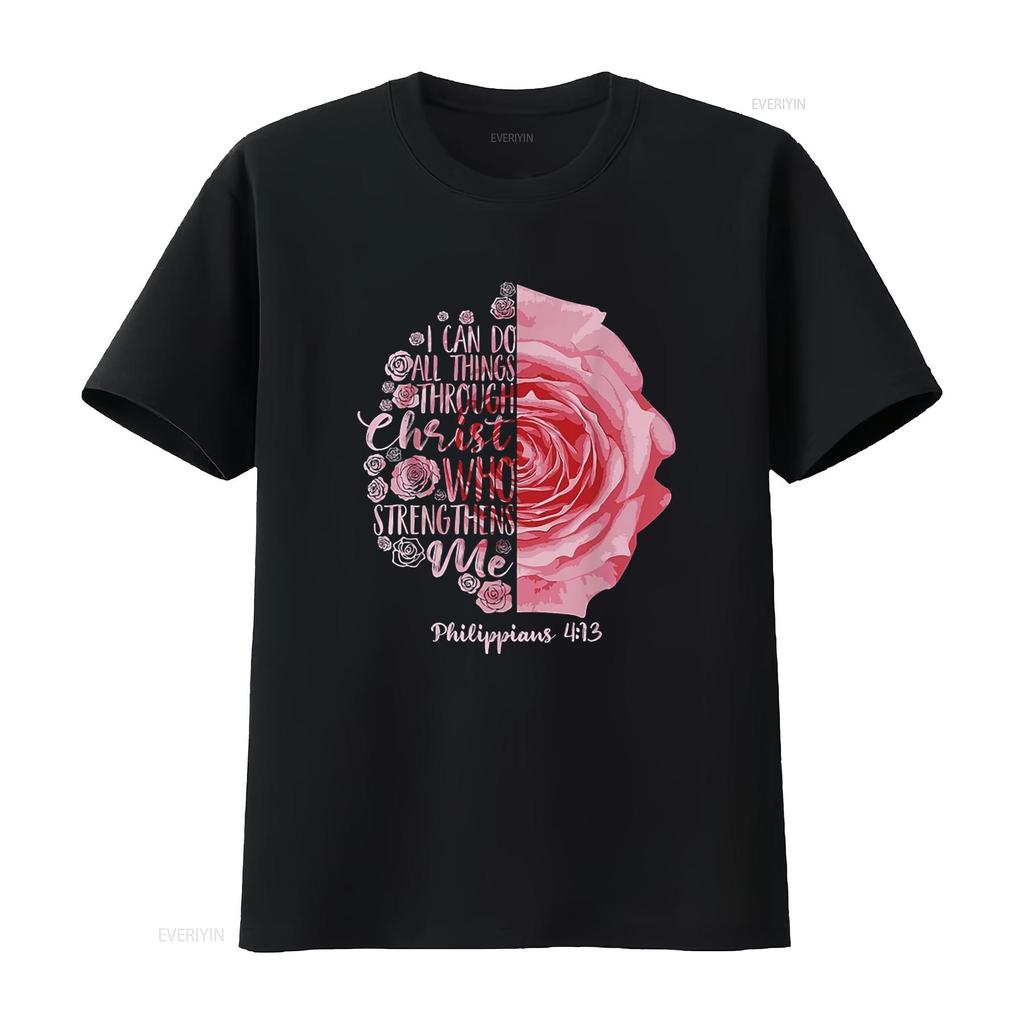 Funny Christian Philippians 4 13 For Kids Men And Women T Shirt Black Large vintage Washed fashion Unisex homme Comfortable