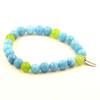Stones and Minerals. Blue Chalcedony + Peridot 8 Mm Pearl Bracelet. Made In France.