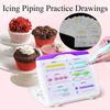 23pcs Icing Piping Nozzles Practice Drawings Board Cake Pastry Beginner Practice Paper Fondant Decorating Accessories