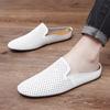 Fashion Summer Fashion New Men's Slippers High-quality for Men Leather Slippers Casual Breathable Comfy Loafers Gentleman Walking Shoes