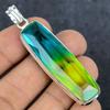 Двухцветный турмалин драгоценный камень 925 стерлинговое серебро ювелирный кулон 2,60" L4T68