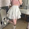 Pleated A-line Mini Skirt White Women Ruffles Sweet Hottie Preppy Style Elastic Waist Slim Thin Casual Summer Skirts