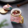 Guochao Ceramic Water Cup Afternoon Teacup Office Boss Light Luxury Cup With Lid Tea Compartment
