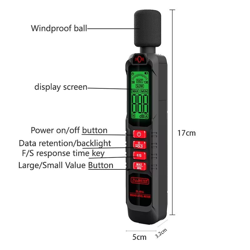 Digital Handheld Sound Level Meter Noise Measuring Instrument DB Metro 30~130dB Audio Measuring Device for Environmental Monitor
