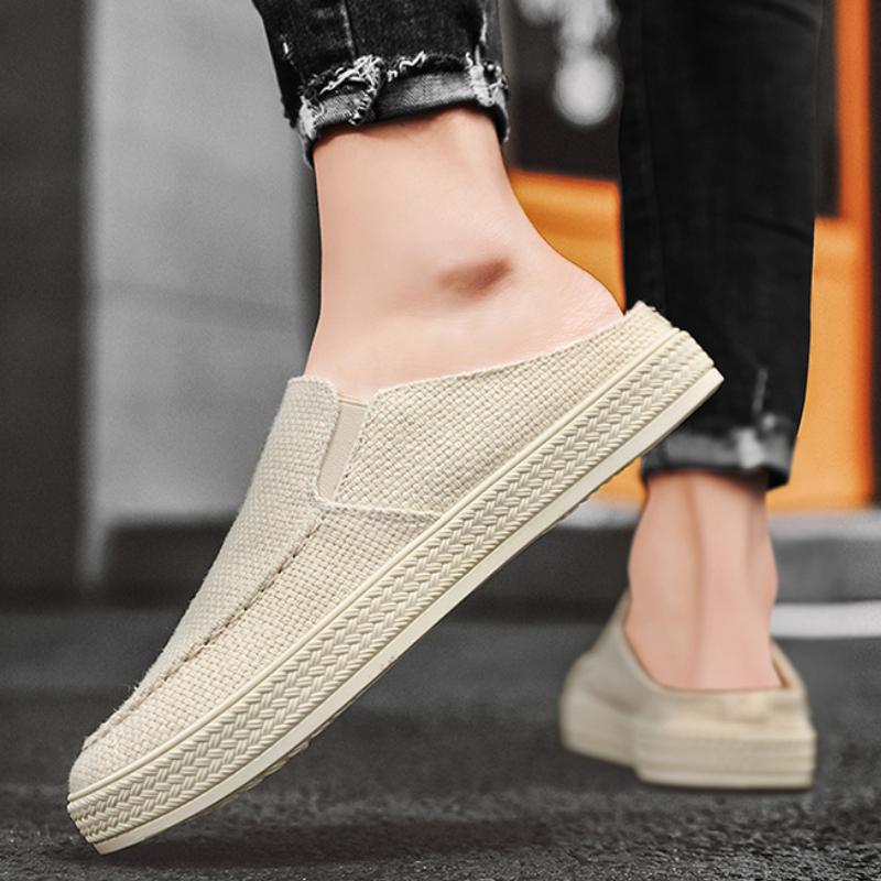 Модные шлепанцы Мужские холщовые тапочки Нескользящие мюли Мужская обувь Полудышащая Распродажа Mascullino Дизайнерская обувь Zapatillas Hombre