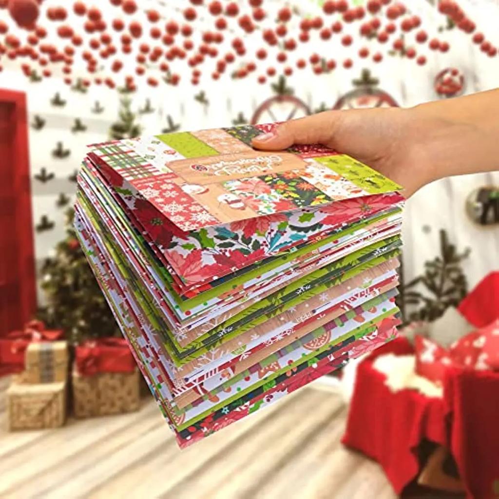 Classic Christmas Scrapbook Paper Scrapbooking Patterned Pack DIY Craft Background 12sheets/24 Sheets 6"X6"