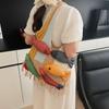 Fish Bag, Large Capacity Tassel Splicing Knitted Hand-held Shoulder Bag, Simple and Versatile Armpit Bag