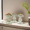 3Pcs/Set Meditation Mushroom Statue Sitting Mushroom Man Figurine Resin Sculpture Home Office Desktop Decoration Ornament