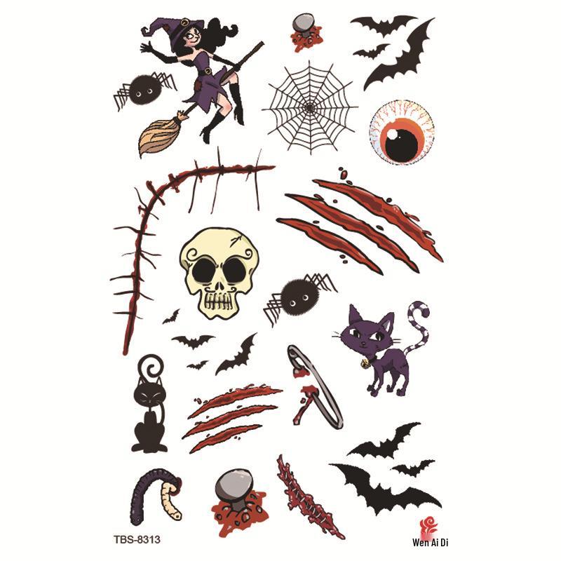 Водонепроницаемые реалистичные тату-наклейки на Хэллоуин