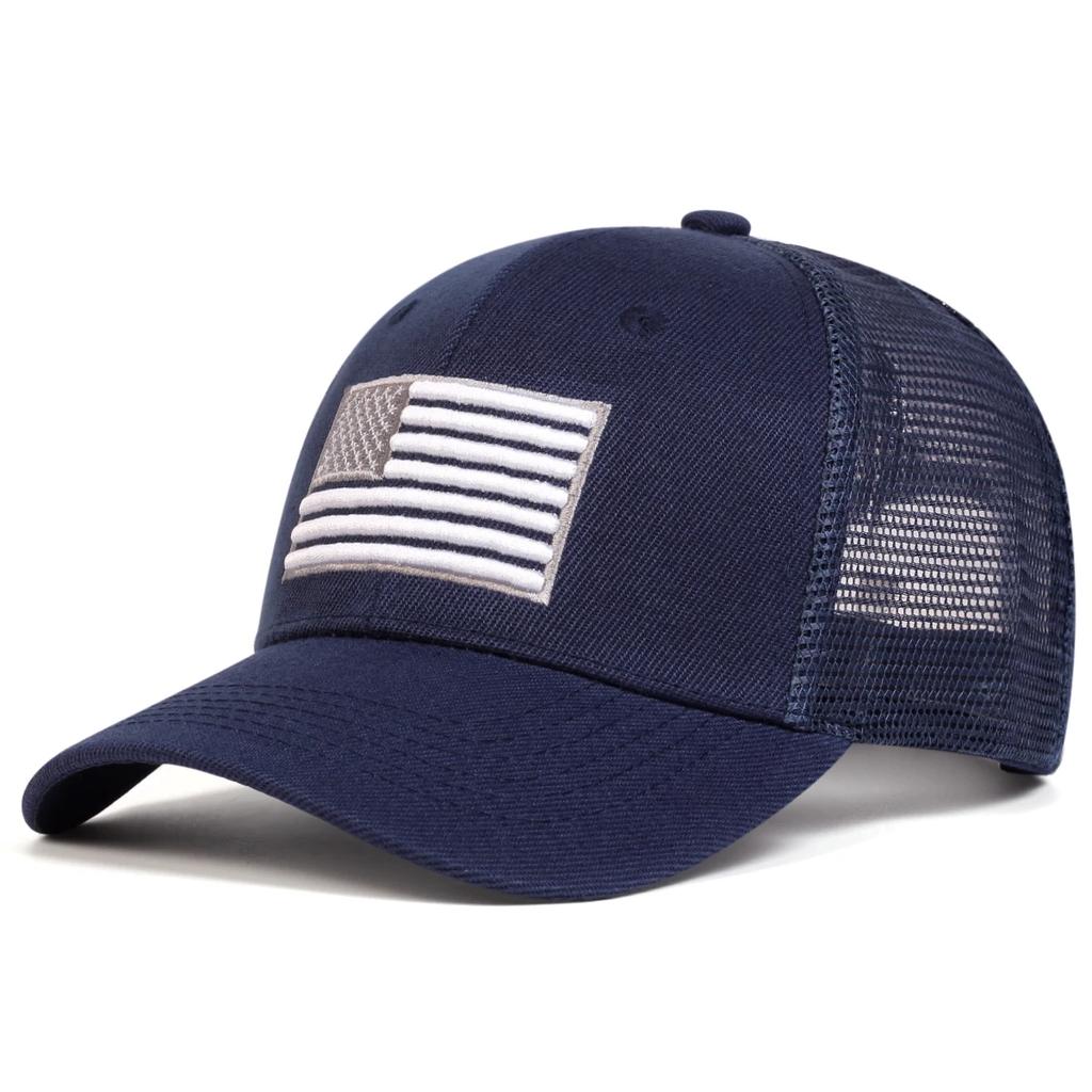 Unisex American Flag Embroidery Baseball Net Caps Outdoor Adjustable Spring and Summer Casual Sunscreen Hat