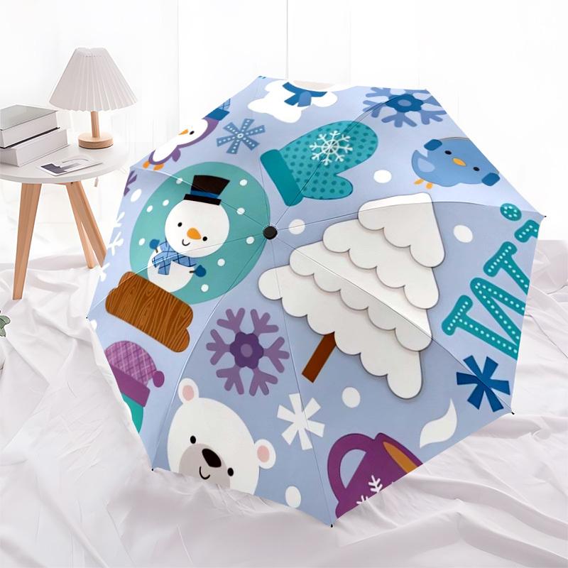 1pc Winter Wonderland Decorations Umbrella with Plastic Handle,Suitable for All Seasons Home Travel Outdoor UmbrellaDD957