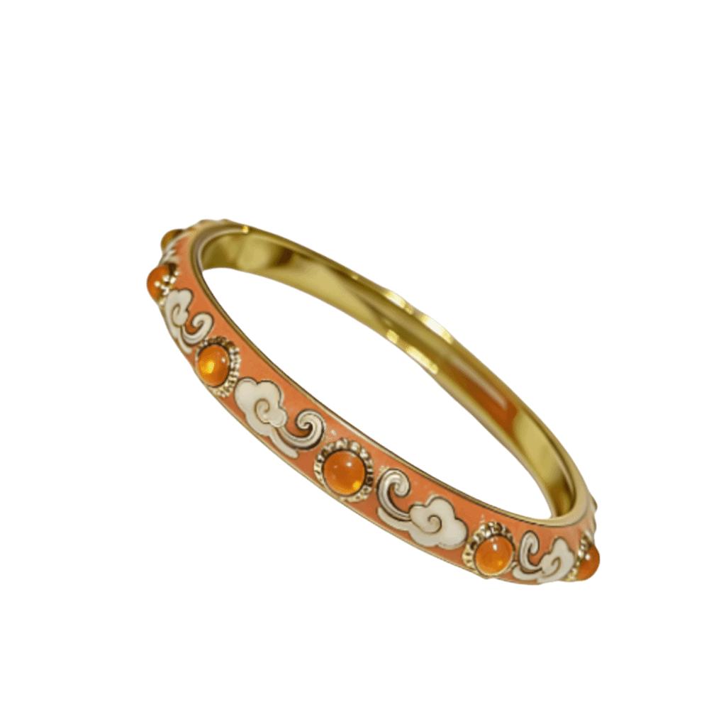 Enamel Chinese Cloisonne Bracelet Ethnic Style Classic Flower Texture Bracelet Open Cuff Vintage Women's Hand Bracelet