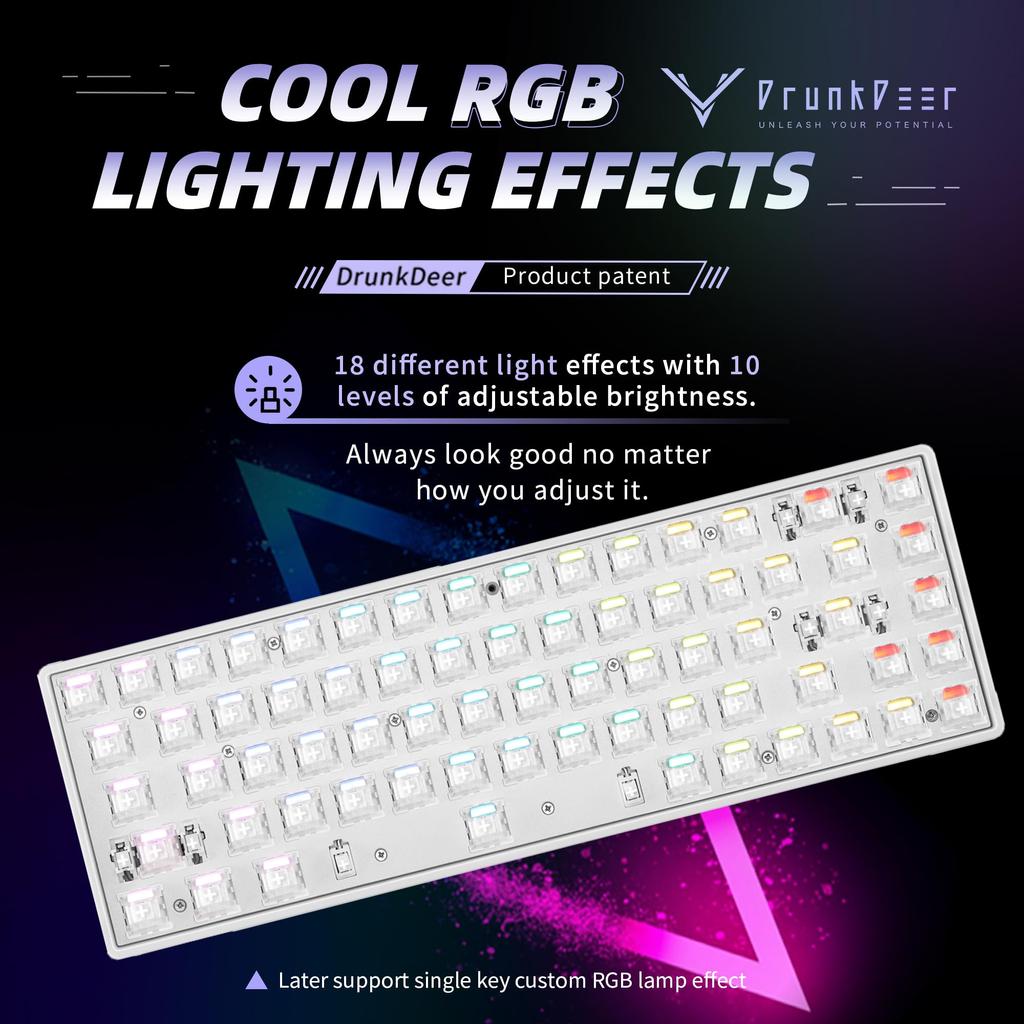 DrunkDeer G65 eSports Gaming Rapid Trigger Keyboard Переключатели с эффектом Холла Магнитные переключатели Last Win Release Двойные режимы триггера Регулируемый белый