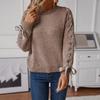 2024 Autumn and Winter New Lace-up Women's Sweater, Solid Color Loose Bow Pullover Sweater