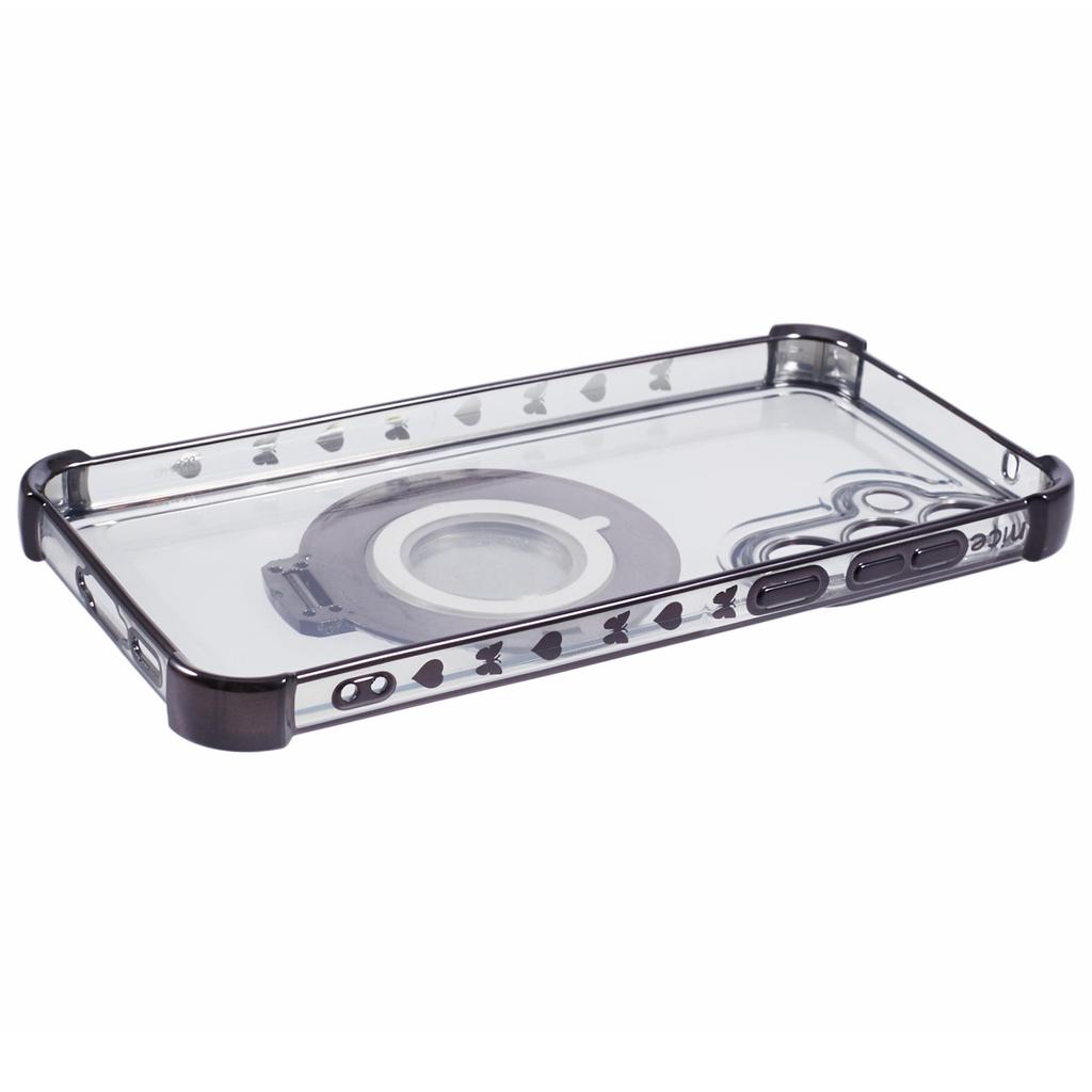 For Samsung Galaxy A35 5G Side Heart Pattern Case Kickstand TPU Phone Cover with Mirror