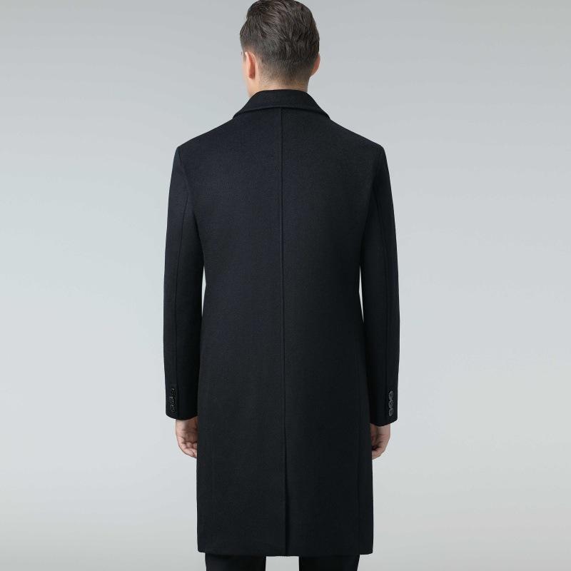 Cashmere Coat Men's Long Knee-length Woolen Down Lining Coat Middle-aged Dad Winter Coat Lapel Thickened Windbreaker