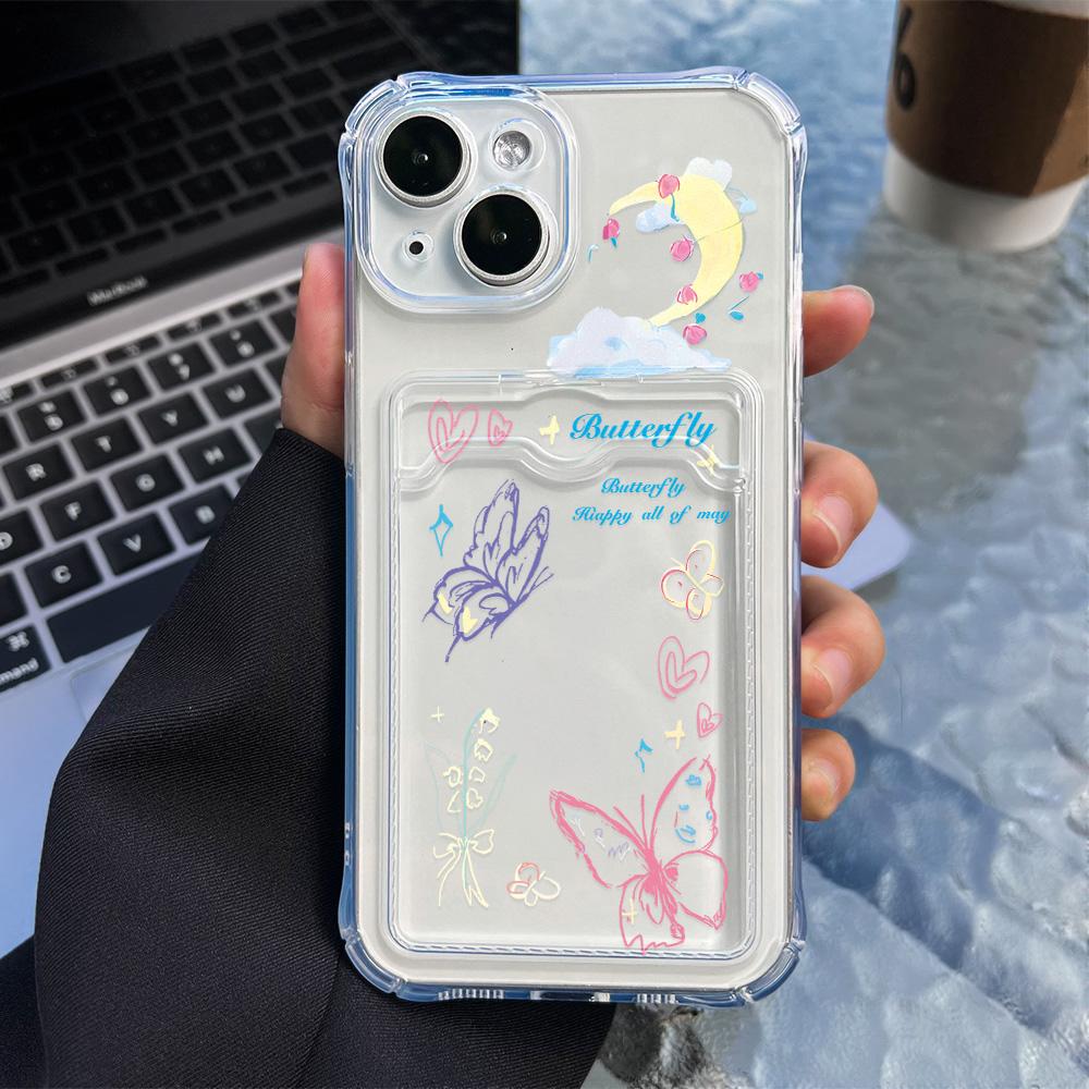 Card Phone Case for iPhone 11 13 XR 15 14 Pro Max iPhone 12 16 7 8 Plus XS Max Samsung S24 S23 A15 A55 A05 A54 Redmi 12 13C 13 9 Cartoon Protection