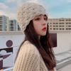 Artistic Hollow Toe Cap Lace Flower Basin Hat Fashionable Knitted Woolen Hat  Women