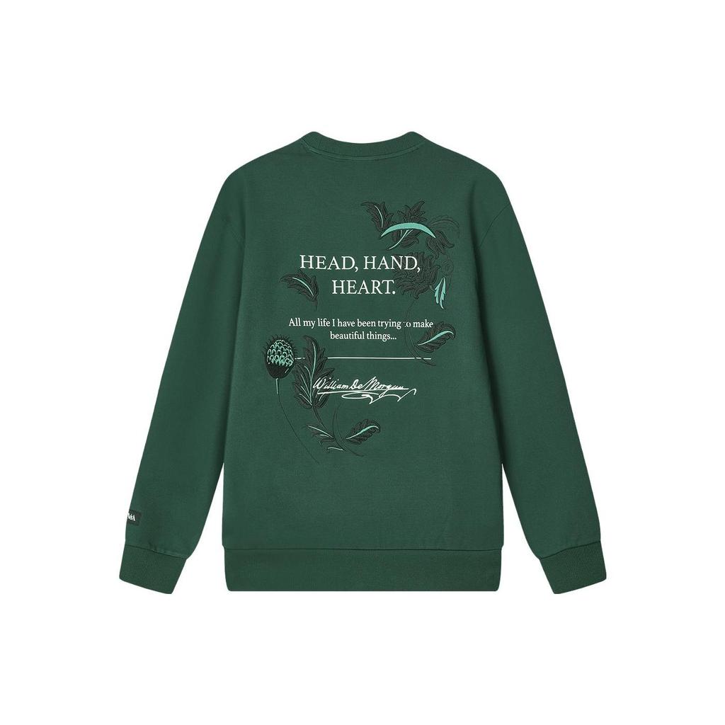 Fila X V&A Heritage Collection Morgan Series Letter Round Neck Pullover Sweatshirt Men Sweatshirt Night-Shadow-Green F11M418206F-GN