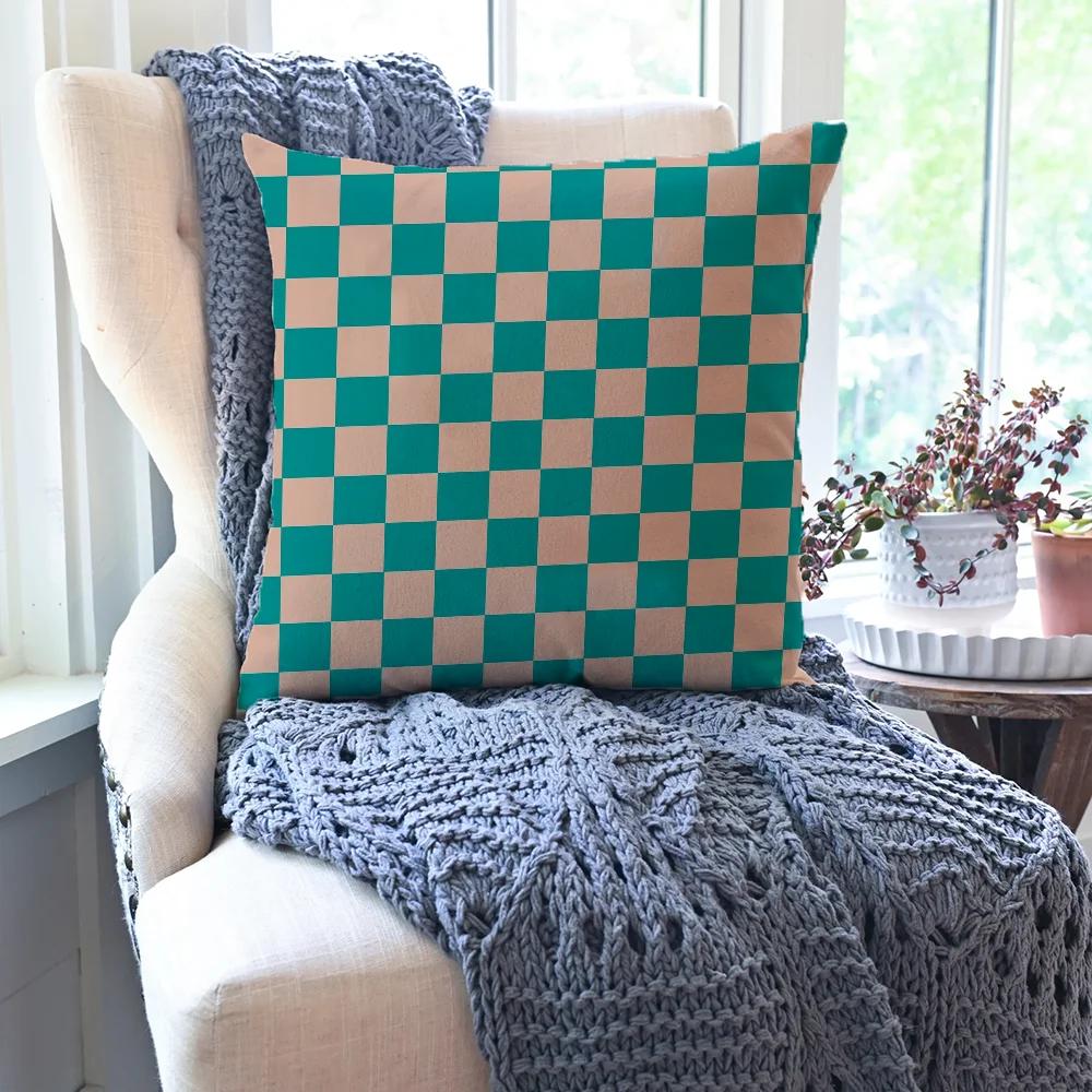 Checkerboard Grid Pillow Case Square Pillow Bedroom Sofa Leisure Comfort Cushion Car Living Room Home Decoration 40X40