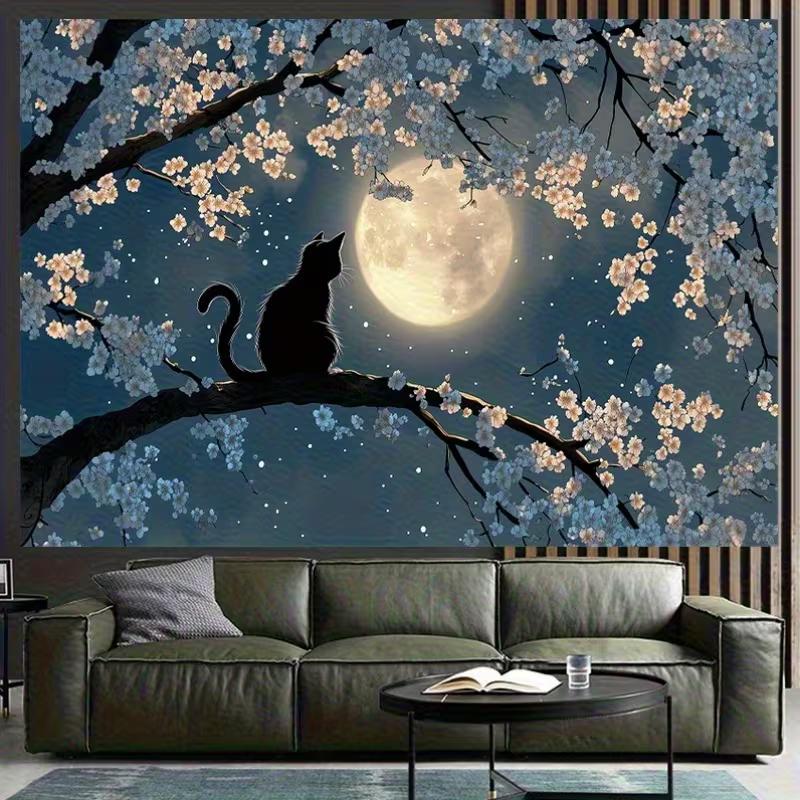 2D Oriental Floral Kitty Night Sky Home Decor Birthday Photography Backdrop