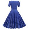 Retro Women's Square Neck Short Sleeve Polka Dot Print Lace Up Waist Big Swing Dress