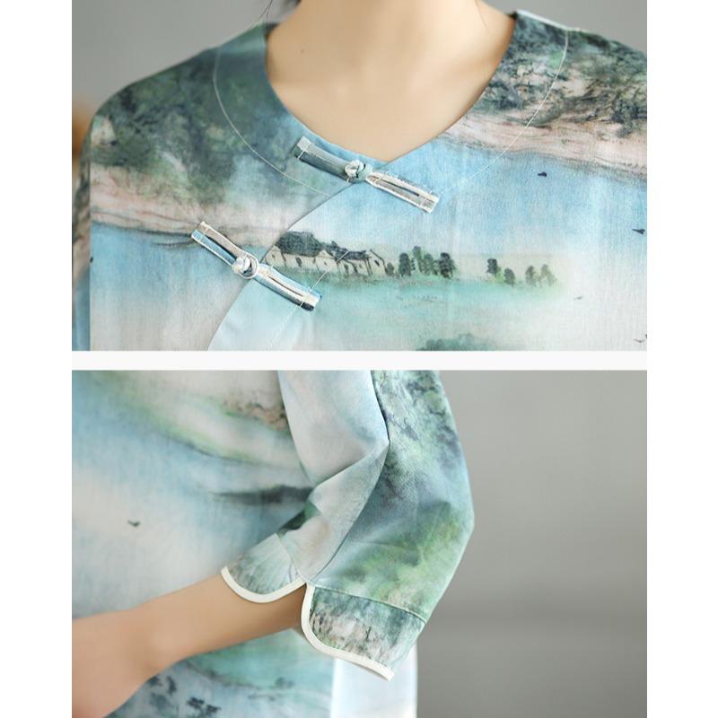 DIMANAF 2025 Новая Летняя Футболка Большого Размера Женская С Коротким Рукавом С Принтом Винтажная Свободная Льняная Майка Футболки Макси