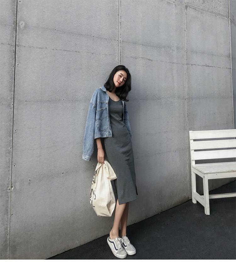 Лето 2024 Женское Платье Средней Длины На Подтяжках С Разрезами - Верхняя Одежда Для Стройности и Шикарного Дизайна