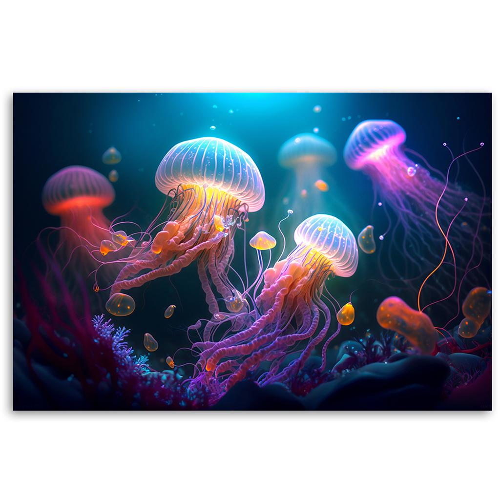 Canvas print, Jellyfish Neon Abstraction