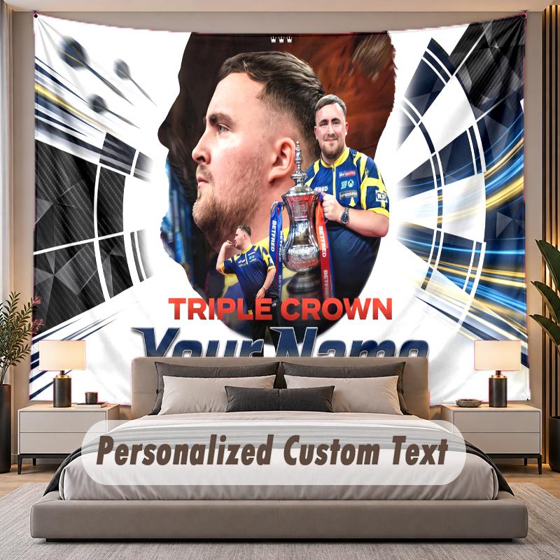 Custom Name Text Tapestry Luke Littler Personalized Polyester Wall Tapestry For Bedroom And Room