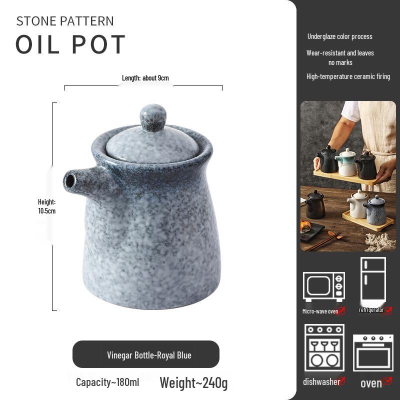 Large Ceramic Vinegar and Soy Sauce Bottle for Japanese Cuisine - Oil and Seasoning Container for Kitchen.
