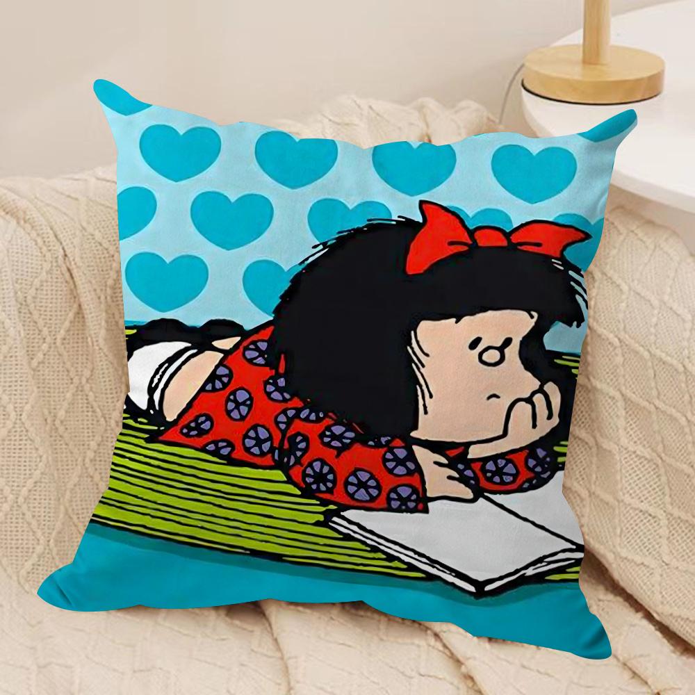 Cartoon MMafalda Cushion Cover Soft Plush DoubleSided Printed Sofa Pillow Cushion Cover  Cozy AllSeason Durable Decor Gift