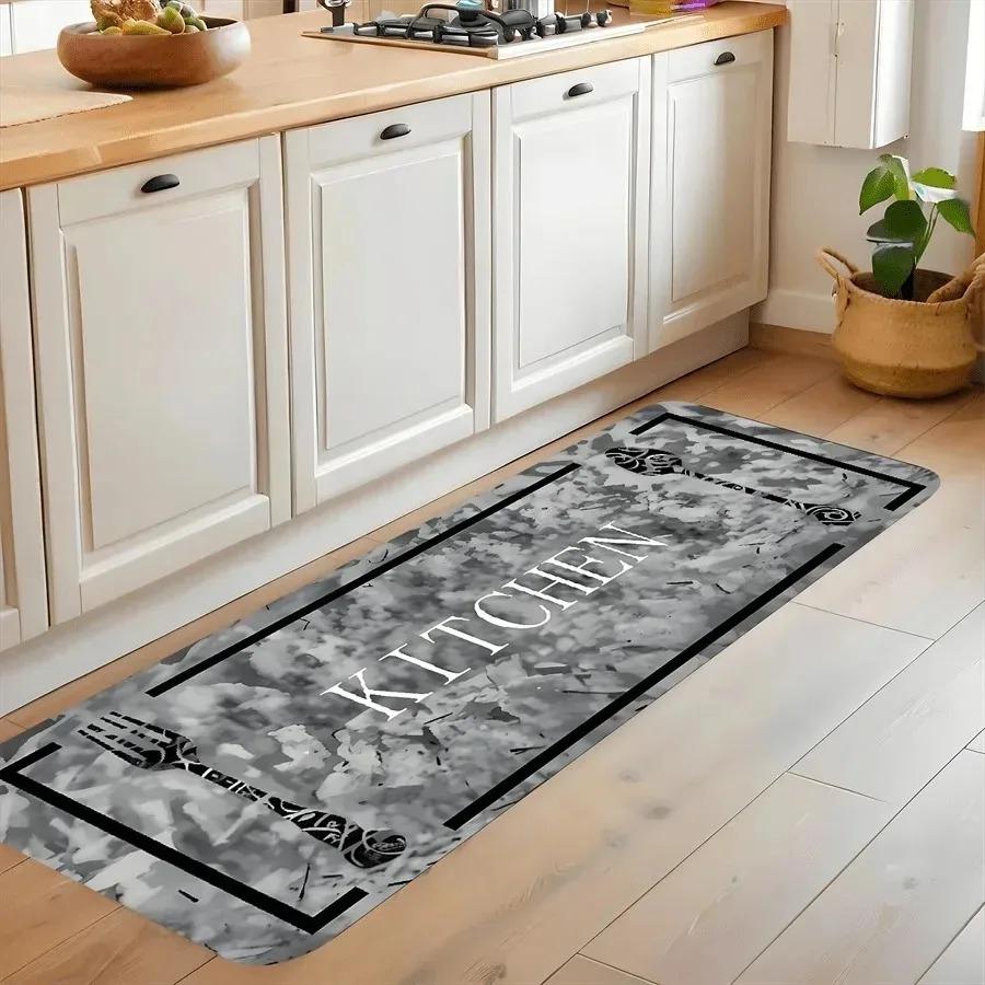 1PC Cowhide Pattern Kitchen Rug Non-Slip Door Mats Pop design Bathroom Rug Bath Mat Carpet for Home Sink Laundry Decor