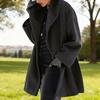 Women's Wool Blend Trench Coat Hooded Single-Breasted Pea Coat Fall Winter Thick Warm Jacket Casual