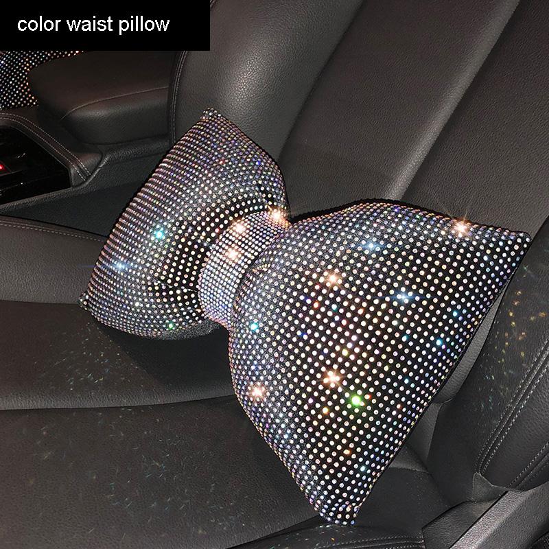 1 шт. Блестящая подушка для шеи автомобиля в форме банта с бриллиантами, стразы, кристалл, поддержка сиденья с подголовником, подушки для поясницы, аксессуары для интерьера автомобиля
