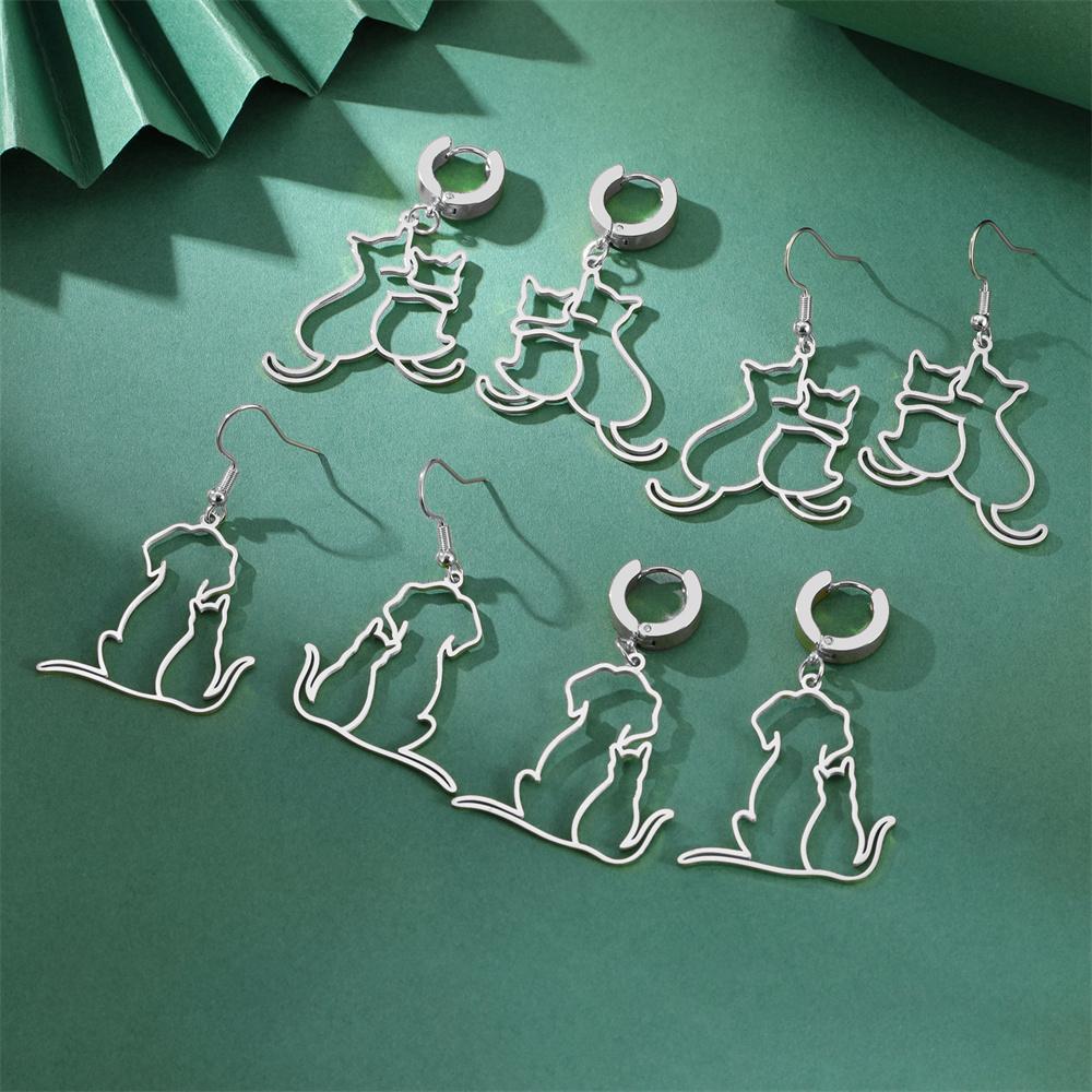 Мое обнимающее фигуру ожерелье с щенком и котенком для женщин и девушек, цепочка-подвеска из нержавеющей стали, животное, кошка, собака, циркон, подарки для любителей домашних животных