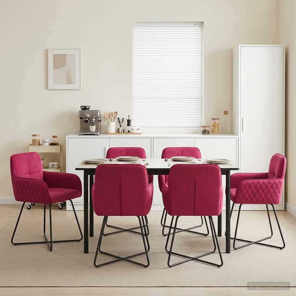 Dining Chairs 6 pcs Velvet Wine Red 59 x 56.5 x 86 cm