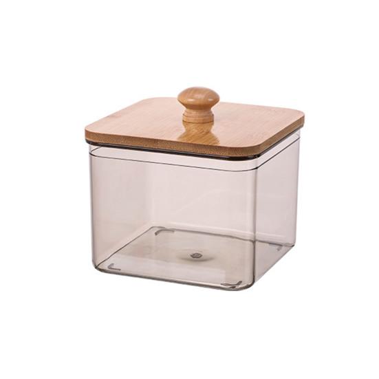 Контейнер для хранения шариков для стирки с бамбуковой крышкой, широкое отверстие, акриловый контейнер, органайзер для шариков стирального порошка, влагозащитный